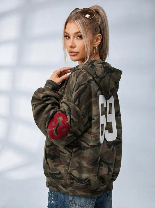 Feamle Pocket Camouflage Hoodie