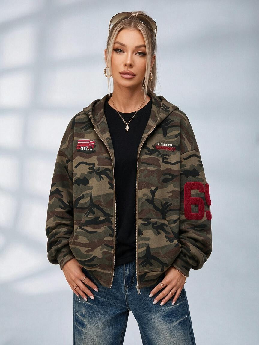 Feamle Pocket Camouflage Hoodie