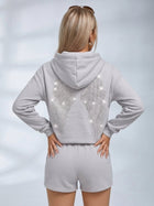 Back Wing Rhinestone Pink Hoodie