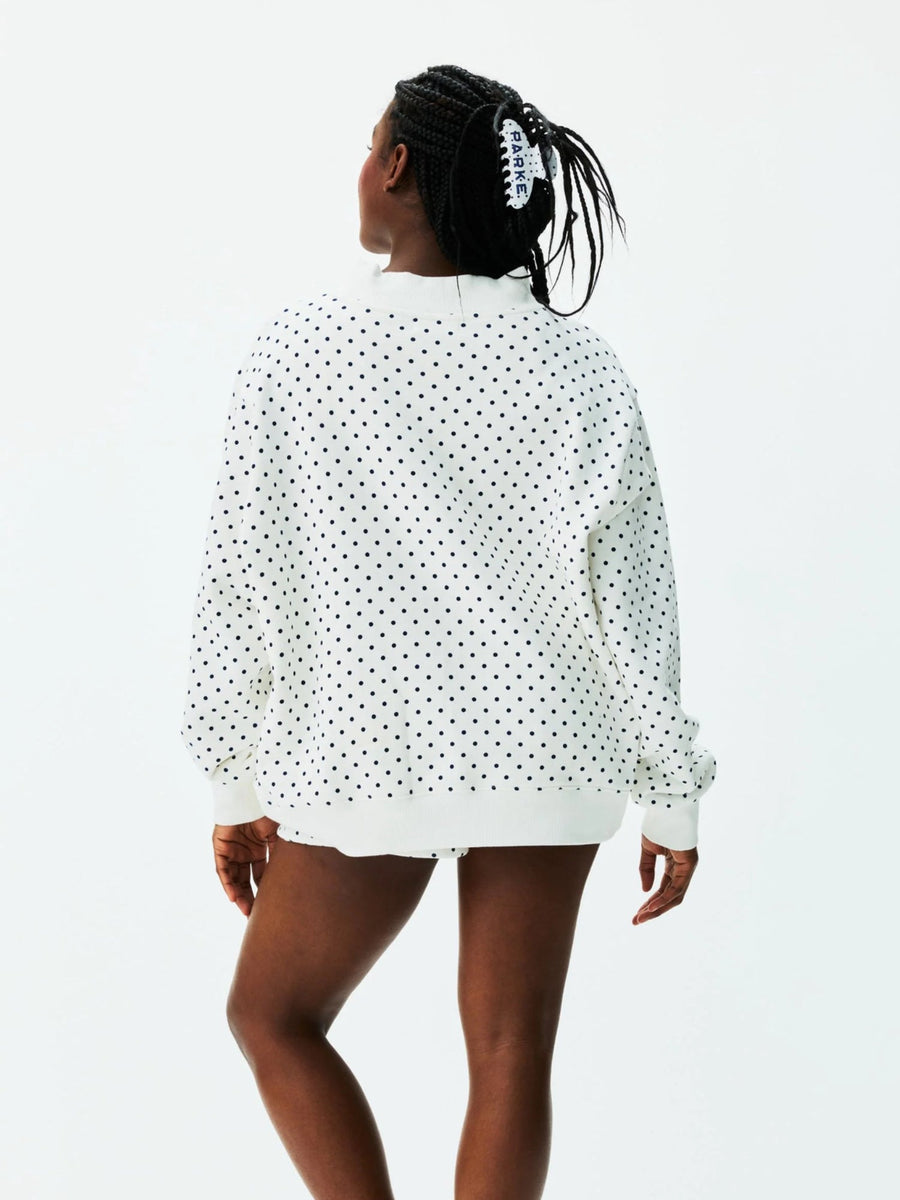 Polka Dot Letter Mock Neck Oversized Sweatshirt