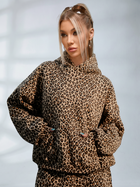 All Over Leopard Print Zip Up Hooded Jacket