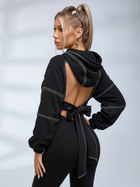 Cutout Irregular Hem Cropped Hoodie