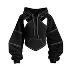 Cutout Irregular Hem Cropped Hoodie