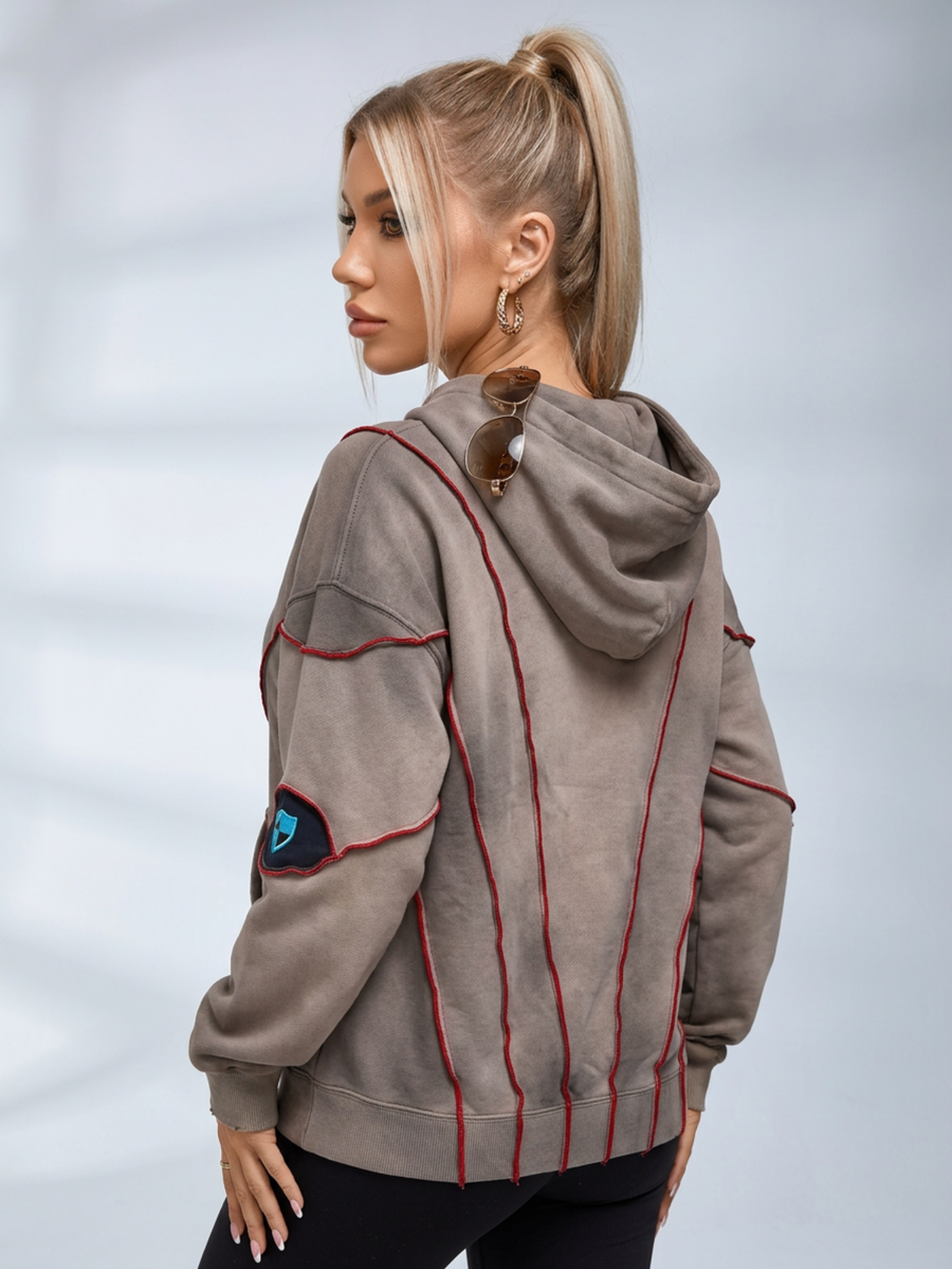 Vintage Distressed Multi-Eye Patchwork Hoodie