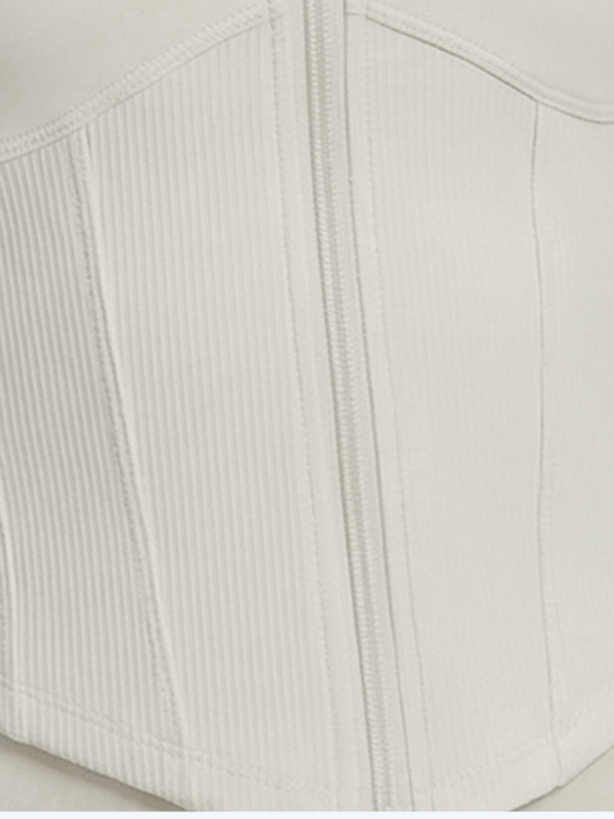 Thumb Hole Ribbed Zip Front Shaping Fitness Top