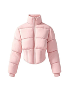 Long Sleeve Rib Cuff Cropped Winter Puffer Jacket