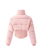 Long Sleeve Rib Cuff Cropped Winter Puffer Jacket