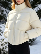 Long Sleeve Rib Cuff Cropped Winter Puffer Jacket