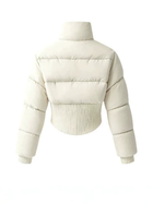 Long Sleeve Rib Cuff Cropped Winter Puffer Jacket