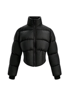 Long Sleeve Rib Cuff Cropped Winter Puffer Jacket