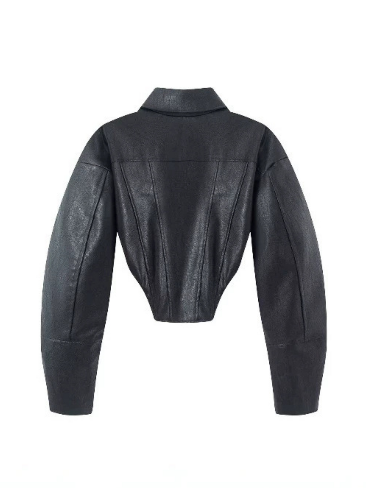 Zip Cuff Cropped Faux Leather Biker Jacket