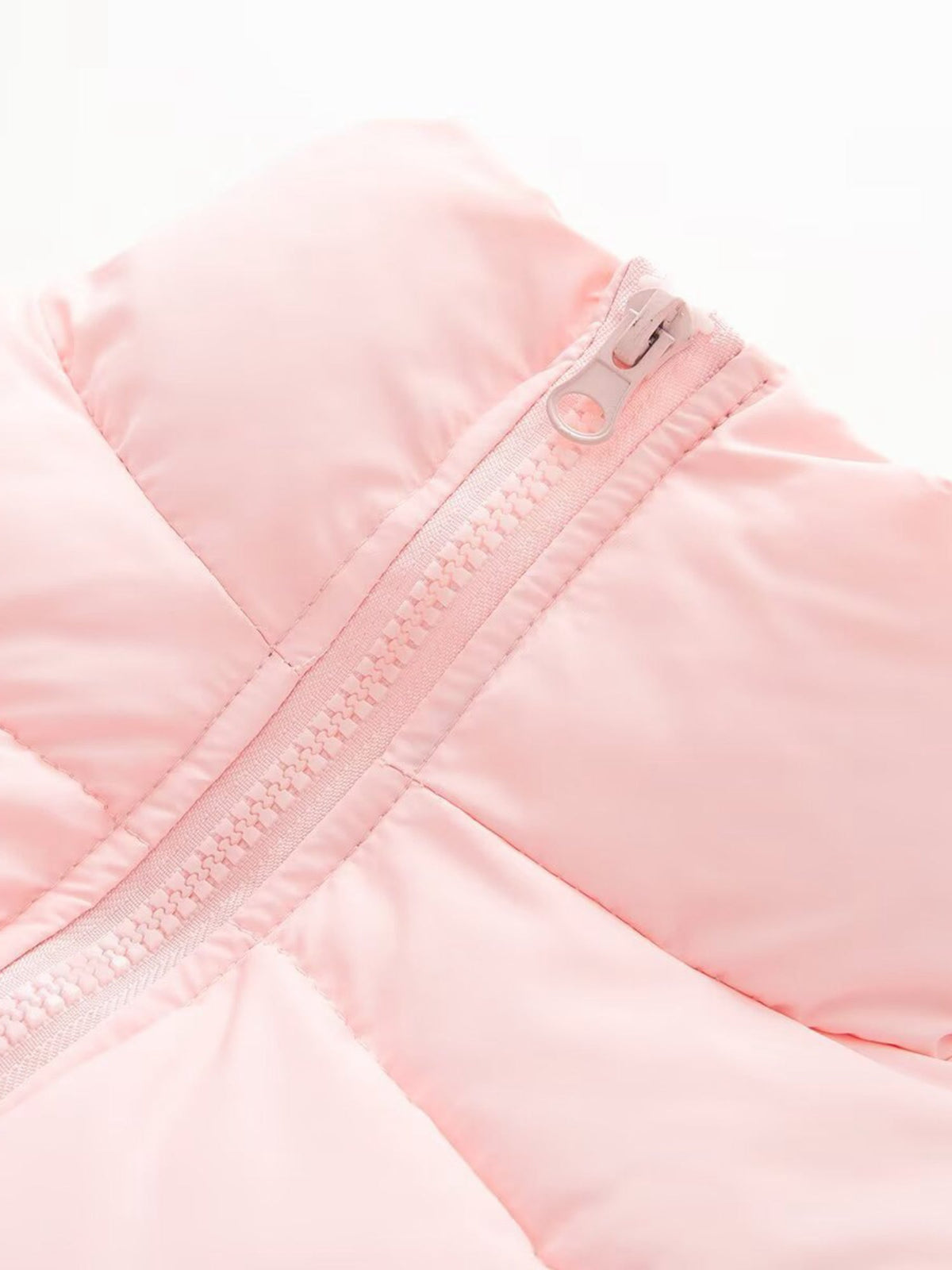 Solid Color Curved Hem Long Sleeve Puffer Jacket