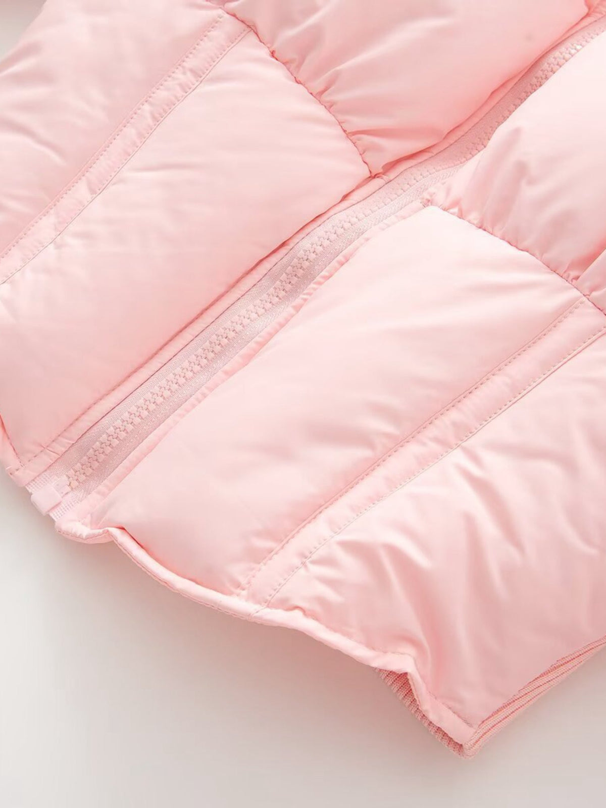 Solid Color Curved Hem Long Sleeve Puffer Jacket