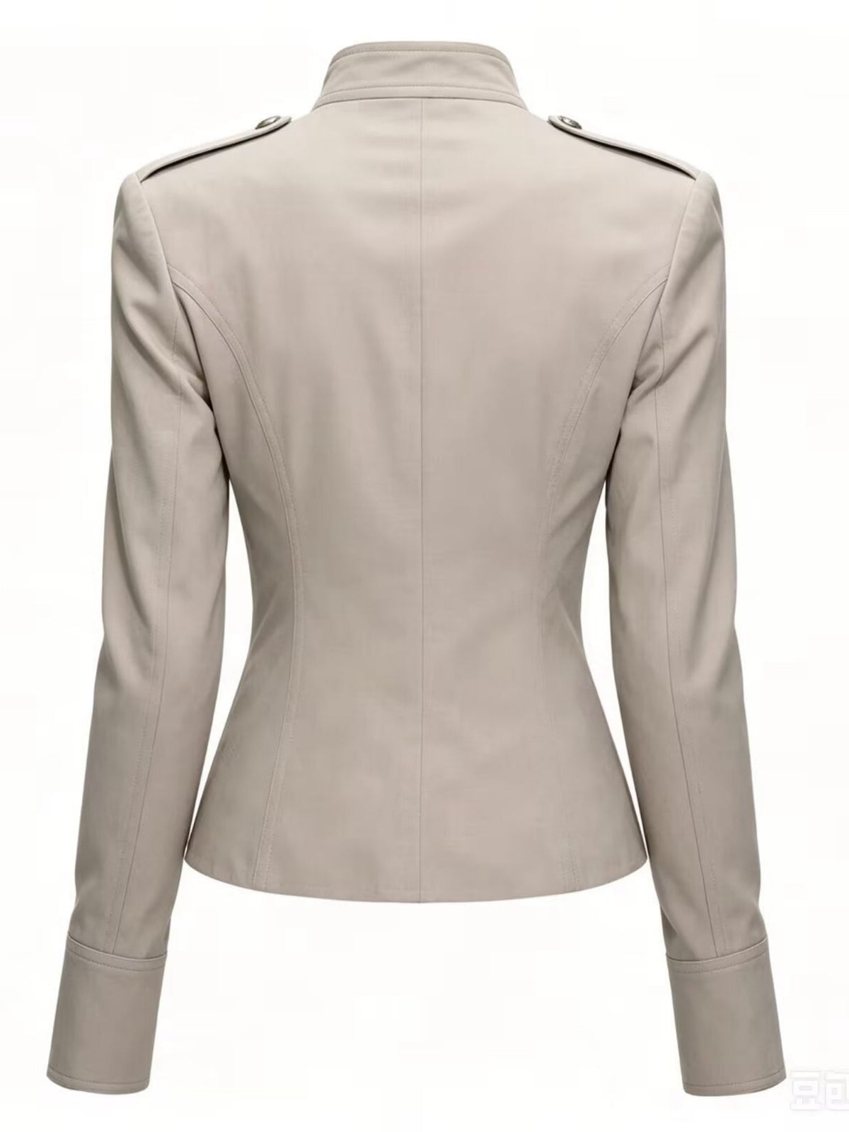 Solid Black Decorative Buttons Tailored Military Jacket