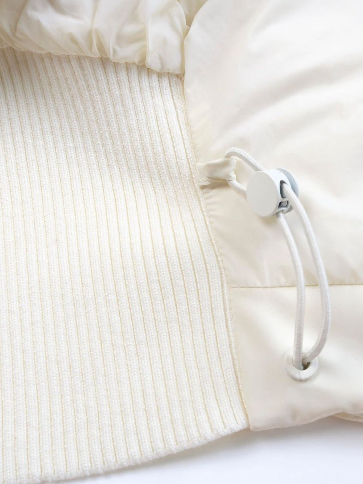 Drawstring Hood Rib Waist Cropped Puffer Coat for Women