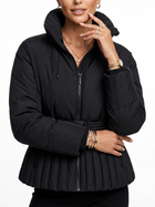 Long Sleeve Belt Waist Winter Puffer Jacket