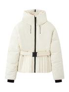 Long Sleeve Belt Waist Winter Puffer Jacket