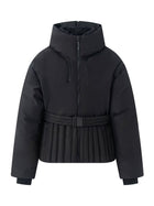 Long Sleeve Belt Waist Winter Puffer Jacket