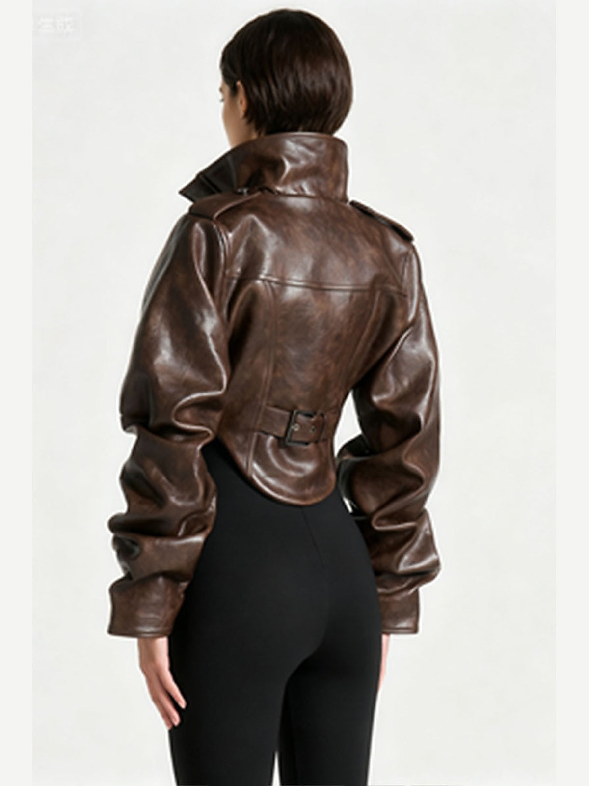 Cropped Faux Leather Biker Jacket