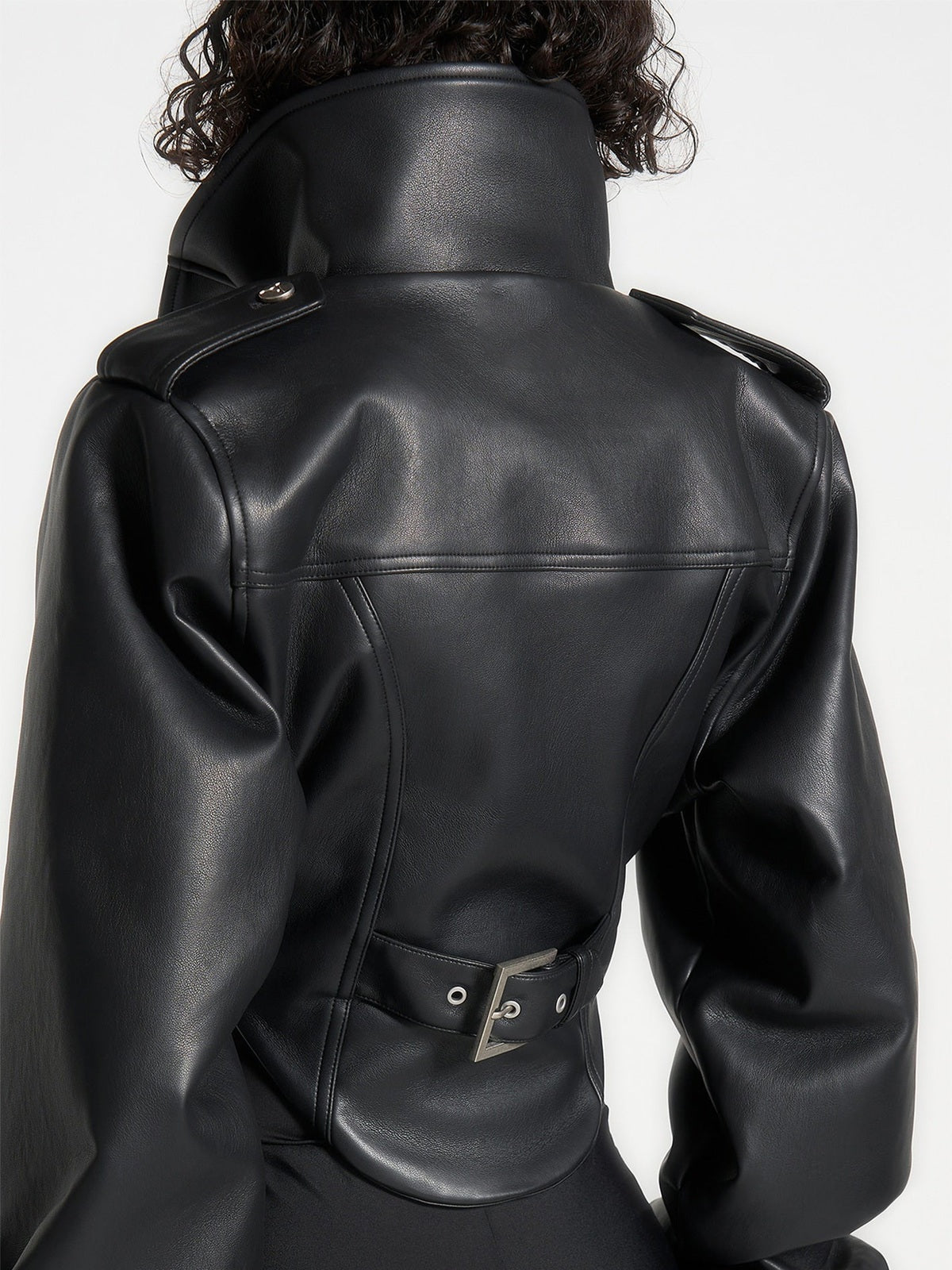 Cropped Faux Leather Biker Jacket