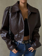 Women's Faux Leather Cropped Moto Jacket