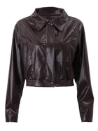 Women's Faux Leather Cropped Moto Jacket