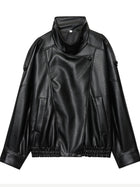 Women's Faux Leather Asymmetric Zip Cropped Jacket