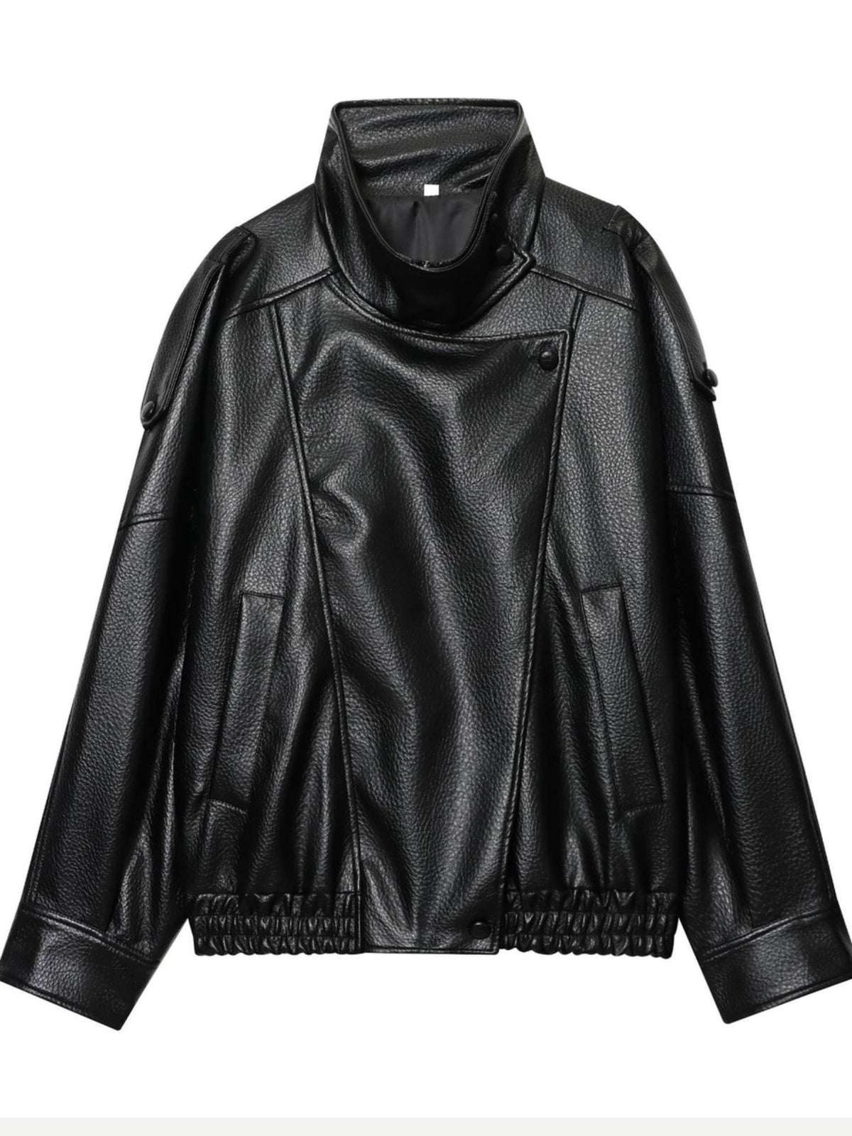 Women's Faux Leather Asymmetric Zip Cropped Jacket