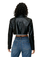 Cropped Faux Leather Biker Jacket
