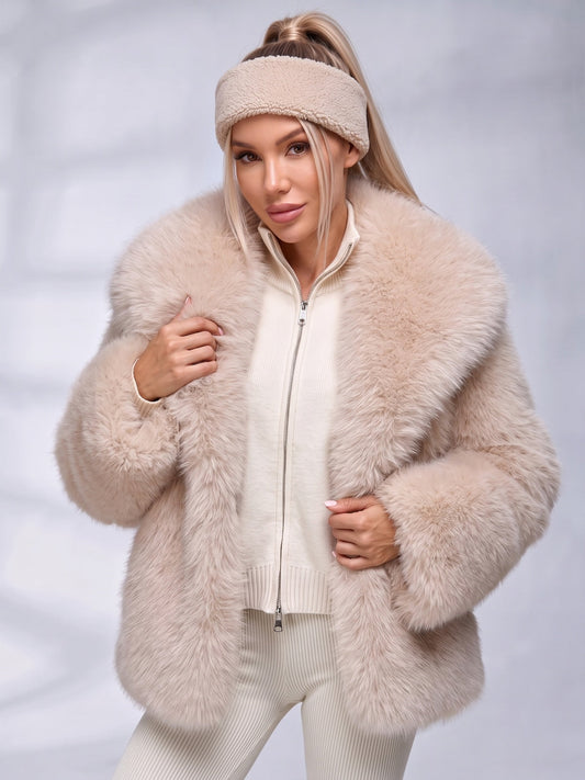 Women's Faux Fur Oversized Mid-Length Jacket