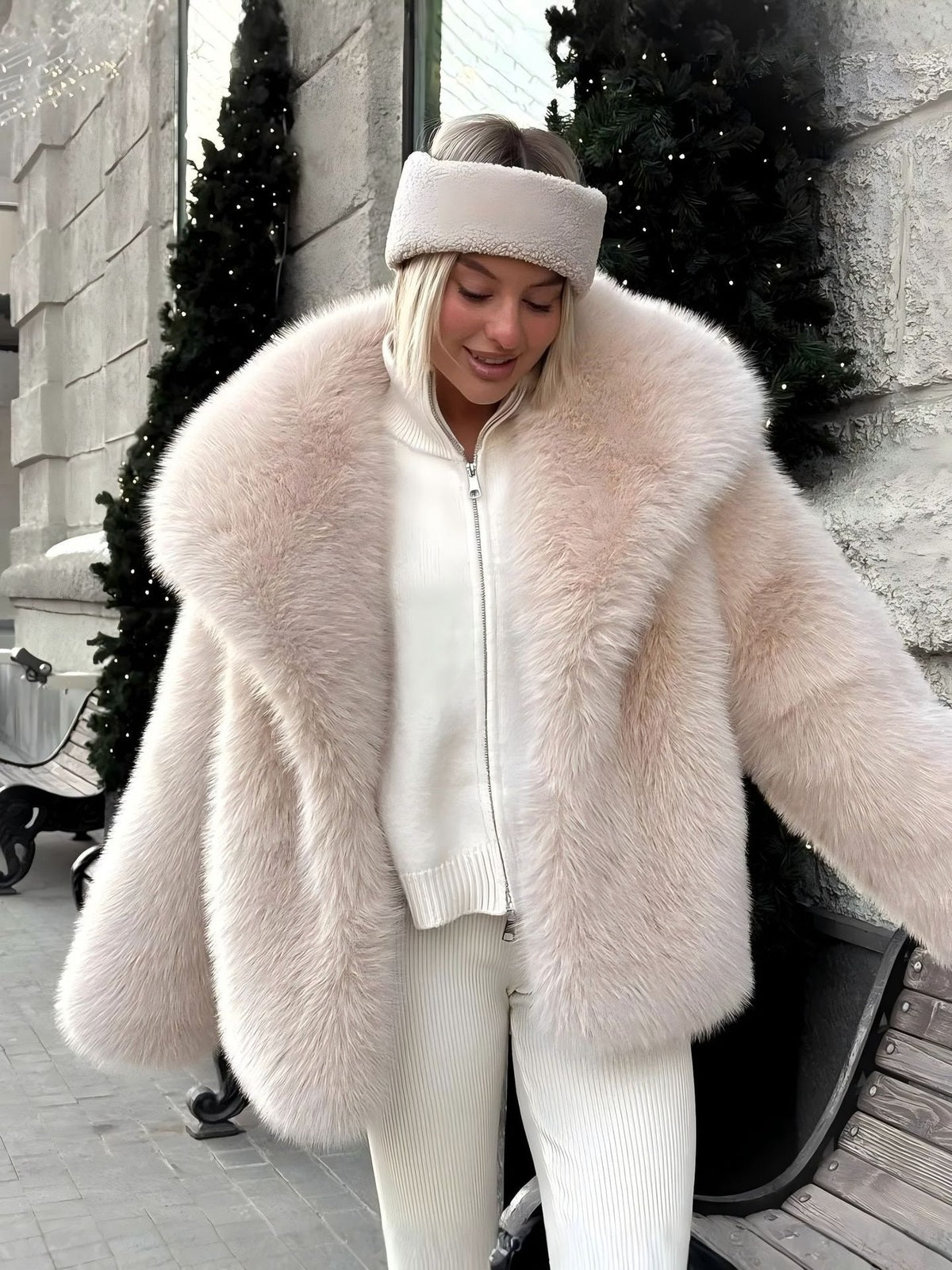 Women's Faux Fur Oversized Mid-Length Jacket