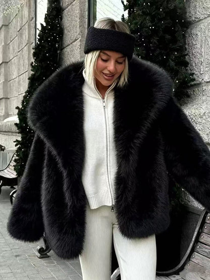 Women's Faux Fur Oversized Mid-Length Jacket