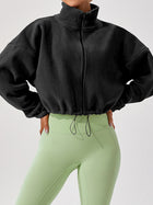 Cropped Fleece Full-Zip Jacket with Stand Collar