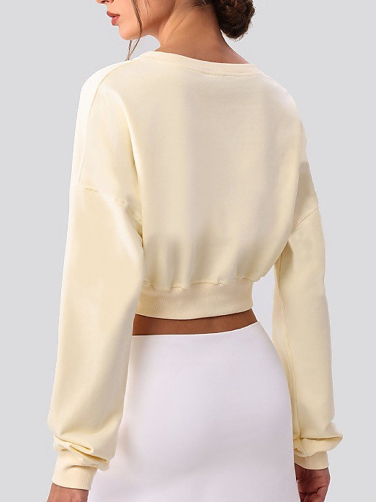 Cropped Button-Front Sweatshirt Cardigan