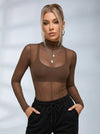 Sexy Sheer Mesh Not Including Inner Wear Long Sleeves