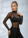 Sexy Sheer Mesh Not Including Inner Wear Long Sleeves