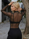 Sexy Sheer Mesh Not Including Inner Wear Long Sleeves