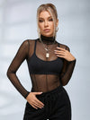 Sexy Sheer Mesh Not Including Inner Wear Long Sleeves