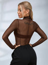 Sexy Sheer Mesh Not Including Inner Wear Long Sleeves