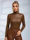 Sexy Glossy PU Faux Leather Long Sleeves