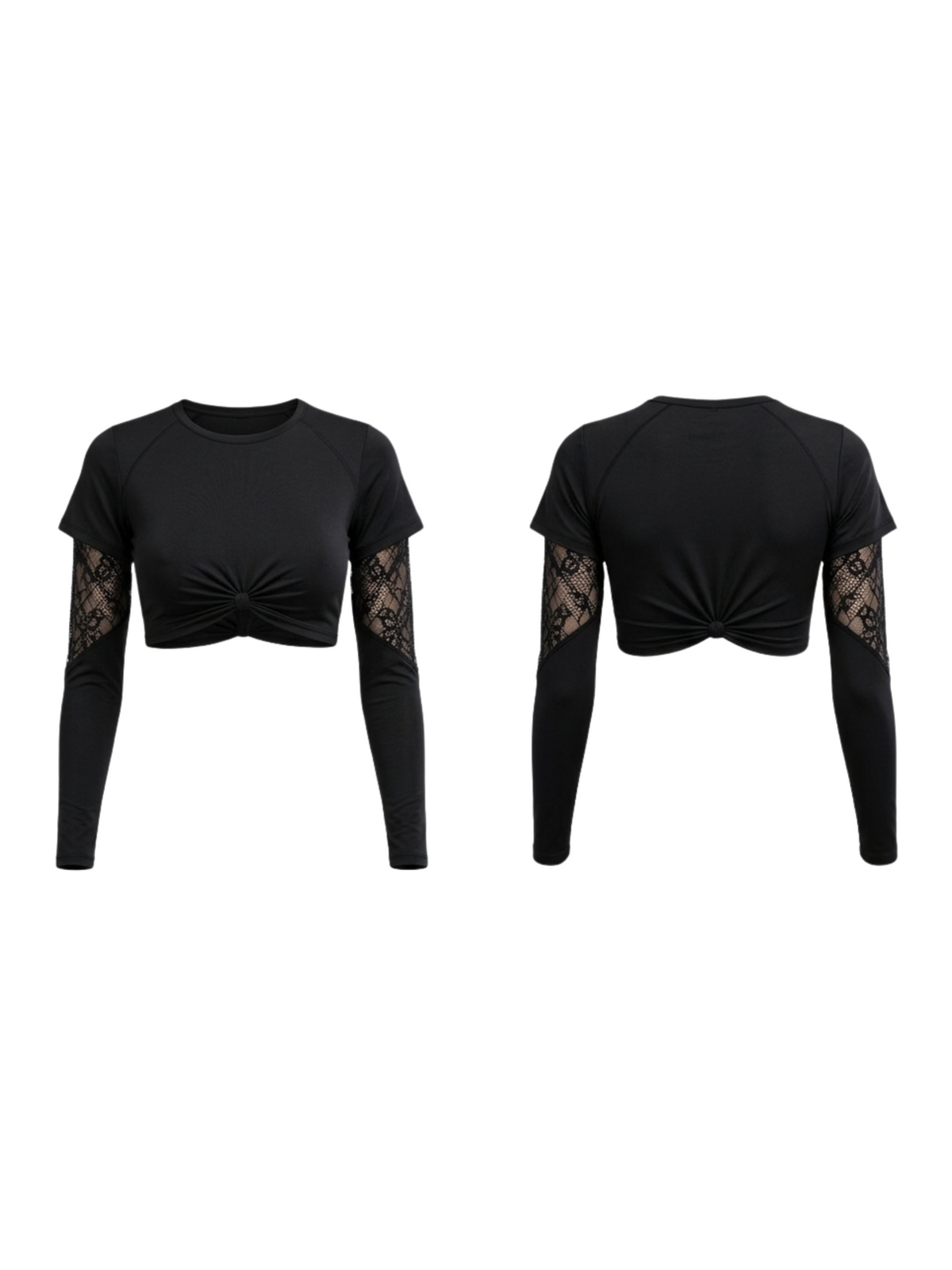 Long Sleeve Mesh Lace Slim Fit Sport Top