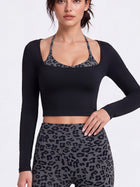 Sculpting Fit Square Neck Cropped Long Sleeve Top with Integrated Halter Bra