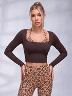 Sculpting Fit Square Neck Cropped Long Sleeve Top with Integrated Halter Bra