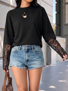 Lace Panel Oversized T-Shirt with Back Slit