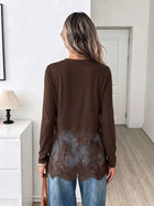Lace Panel Cropped Long Sleeve T-Shirt