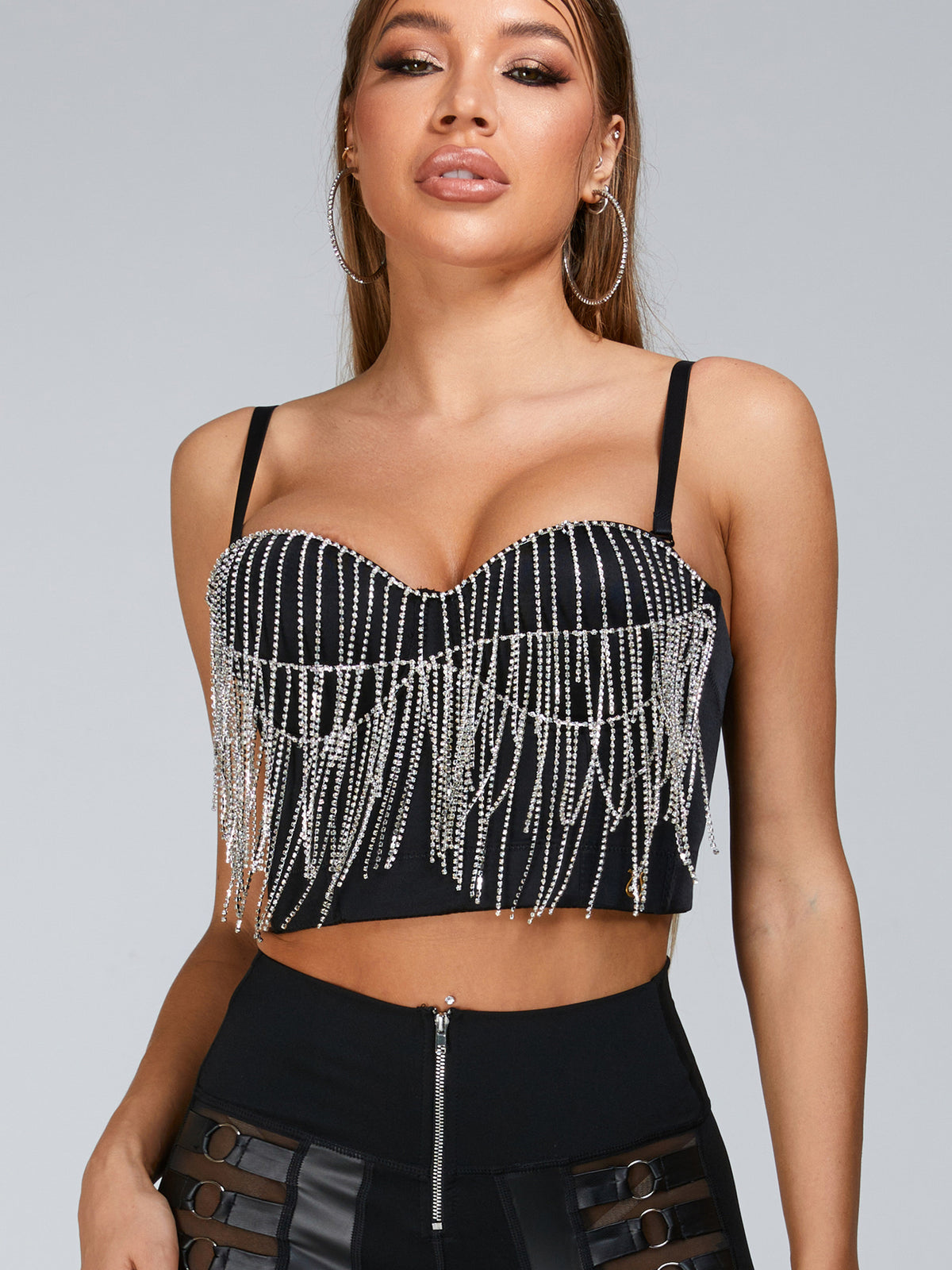 "Stitching Sexy" Cutout-Mesh-Reißverschluss-Leggings