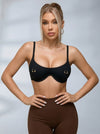 Fashion Perforated Metal Ring-Detailed Sports Bras