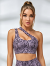 Snake Print One-Shoulder Cutout Sports Bra & High-Waisted Legging Set