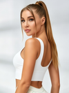 White Sleeveless Crop Tank & Mint Green Piping Legging Set