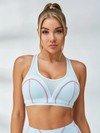 Mesh Panel Pink Piping Sheer Light Blue Active Set